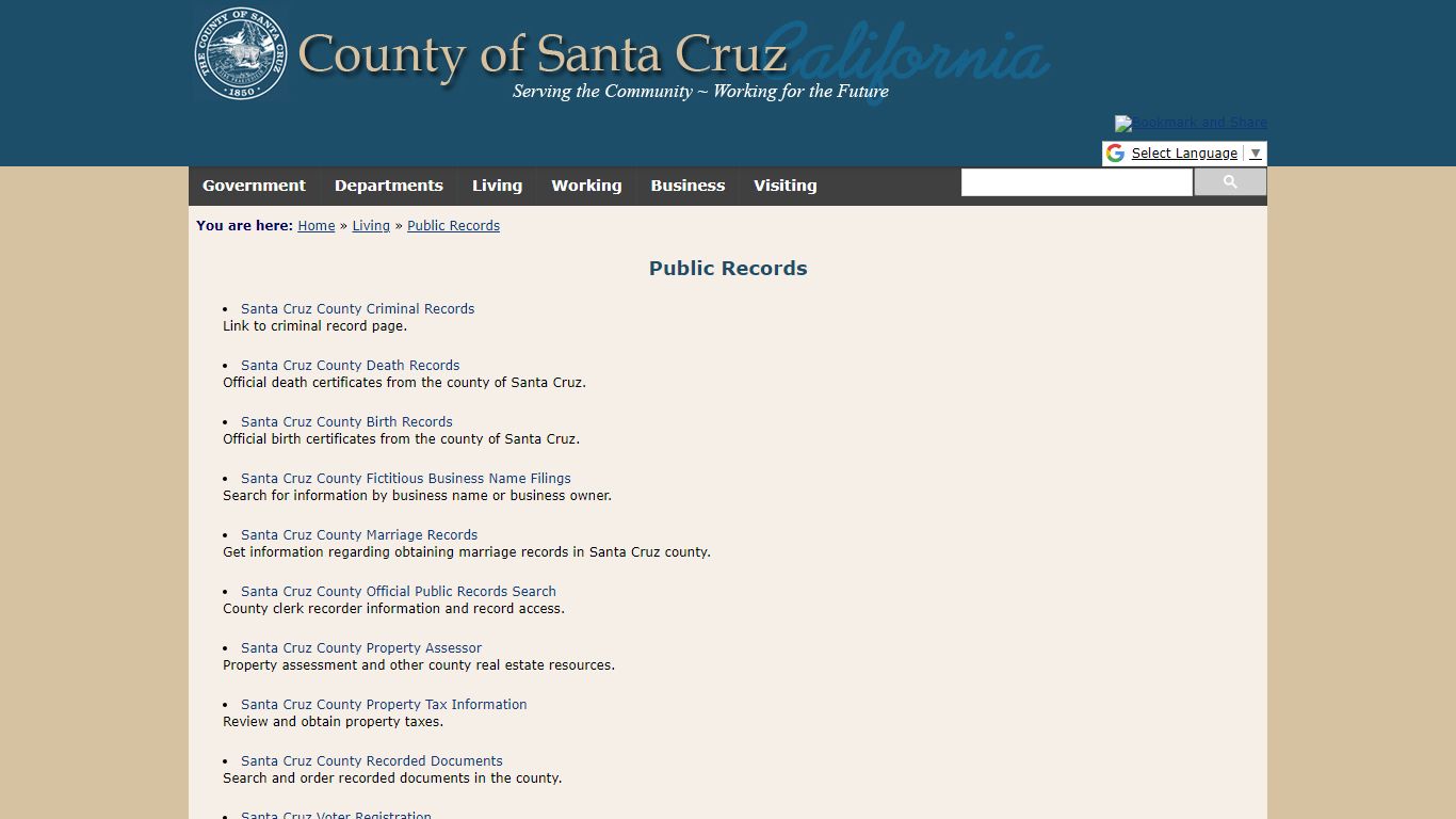 Public Records - Santa Cruz County